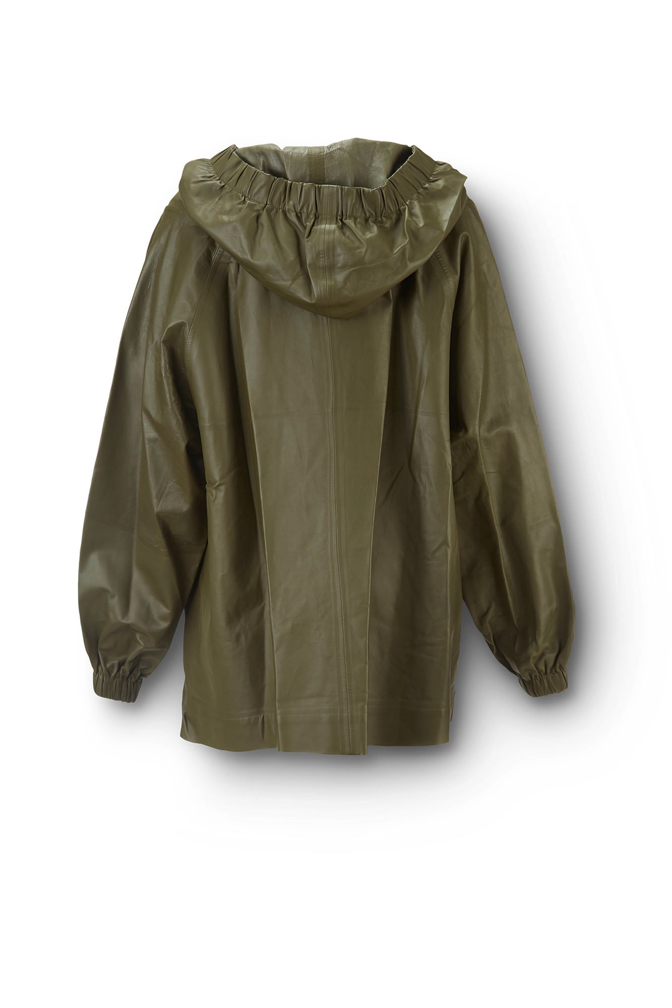 Hooded Leather Cape Jacket Flatlay