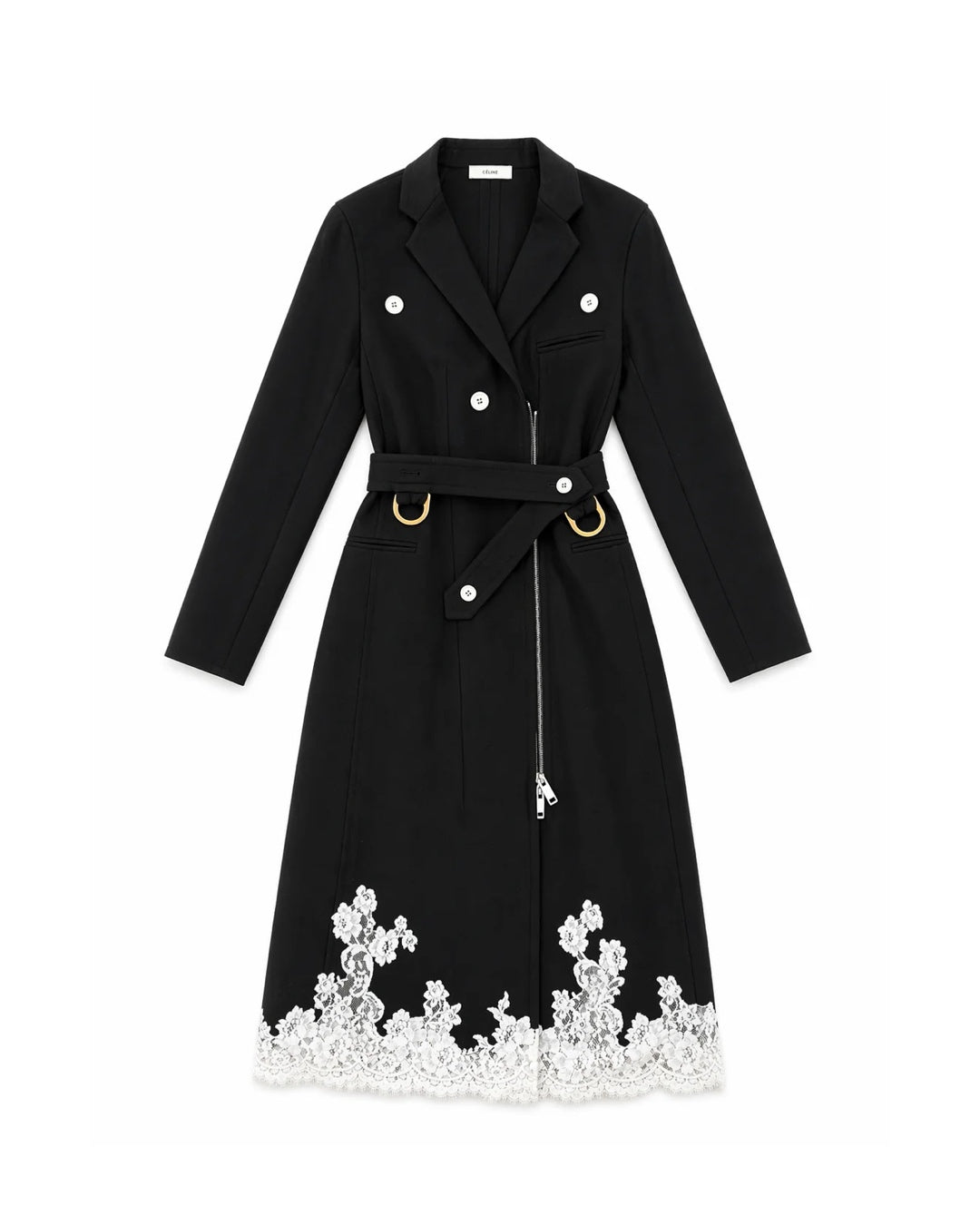 The Black Trench Coat with Lace Trim