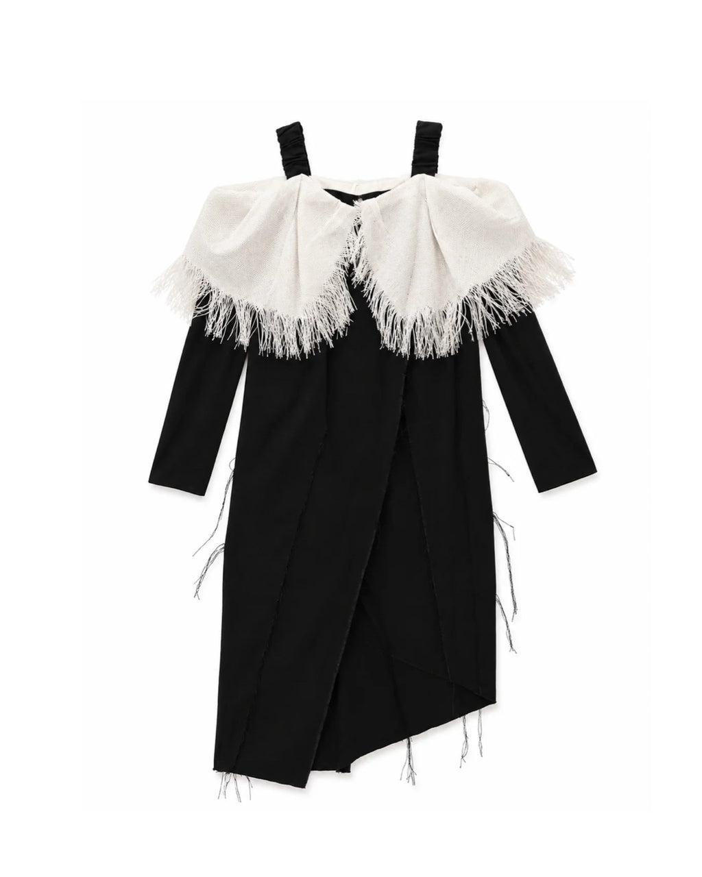 The Black Dress with the White Woven Collar