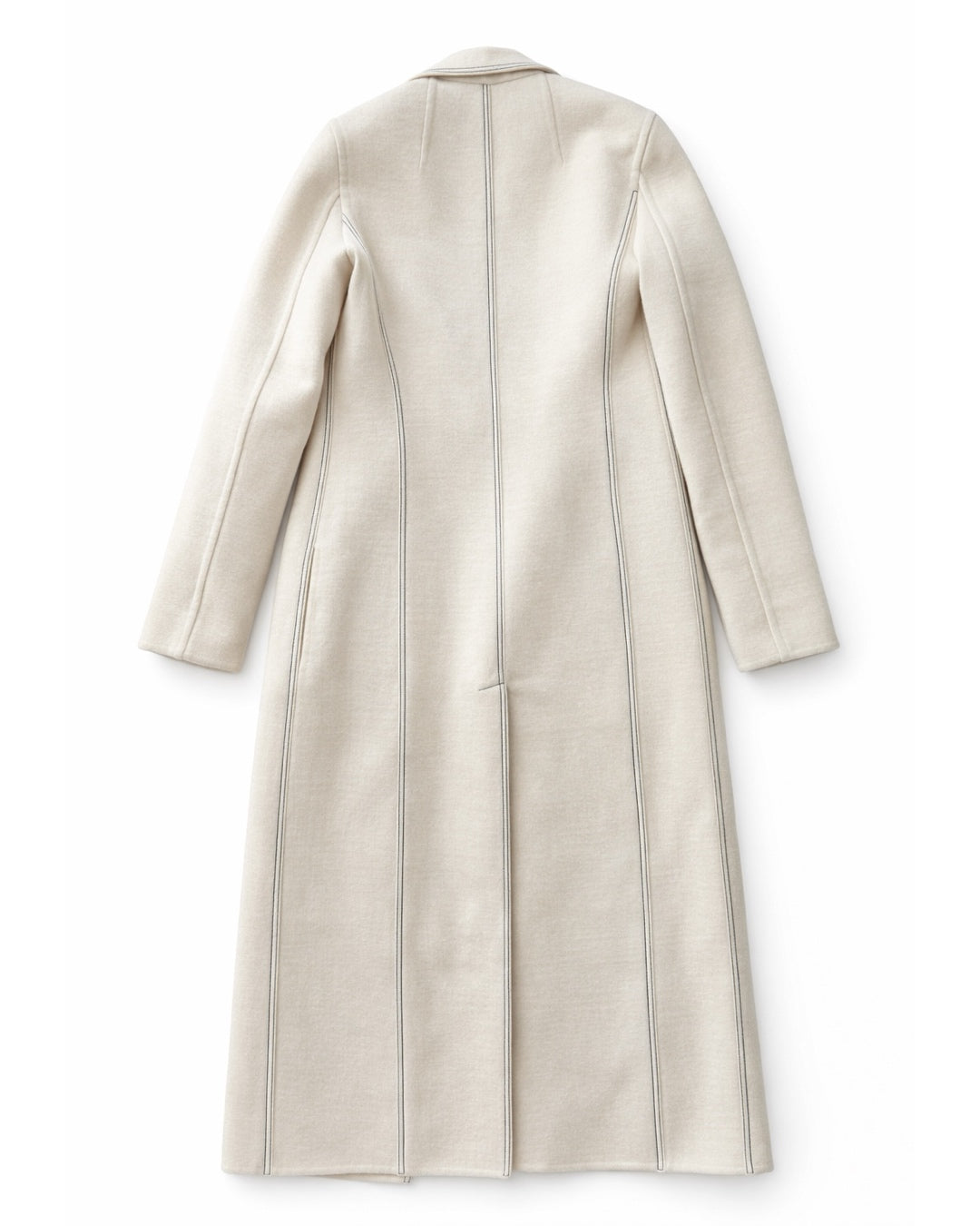 The Double-Breasted Long Coat in Off-White Wool