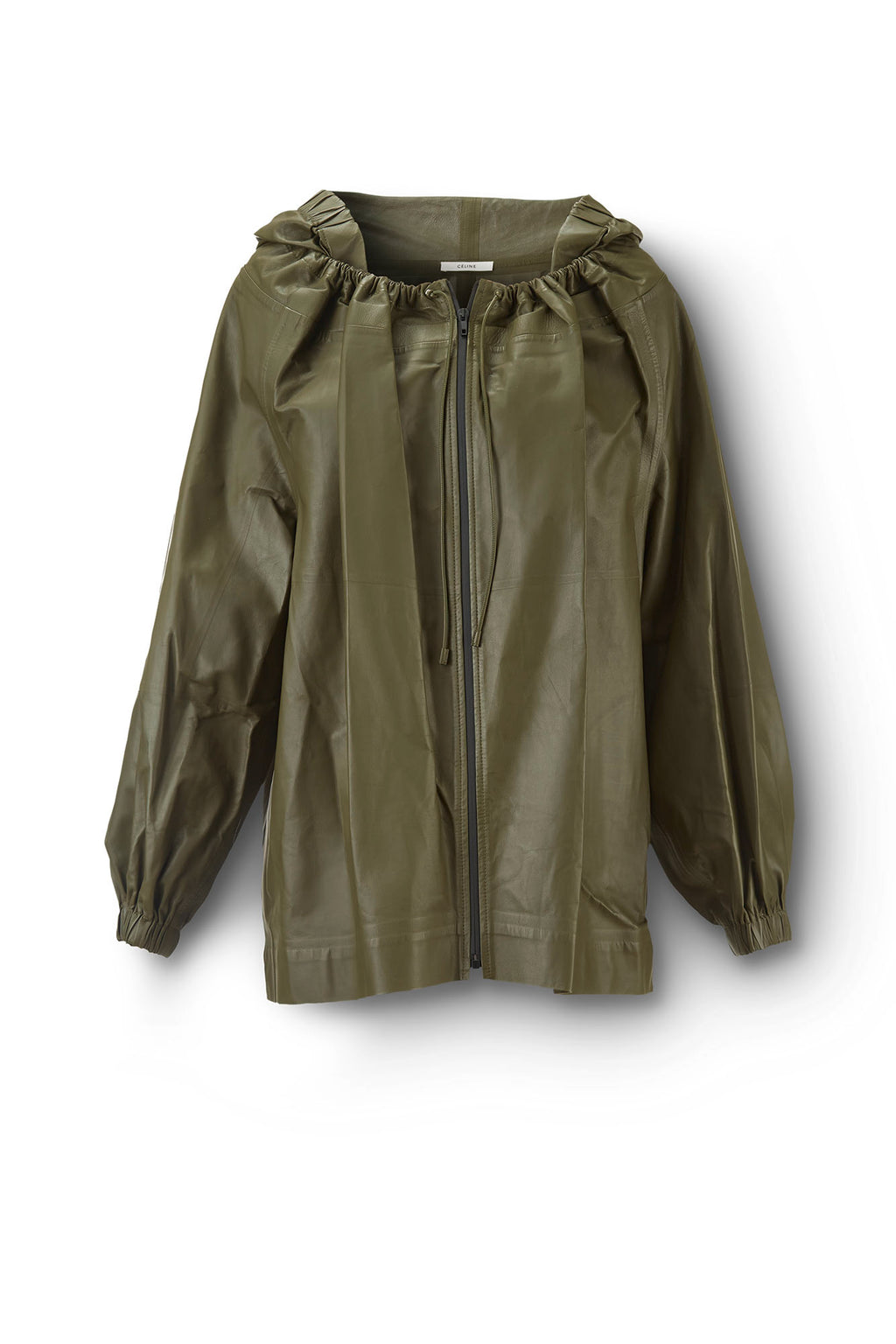 Hooded Leather Cape Jacket Flatlay