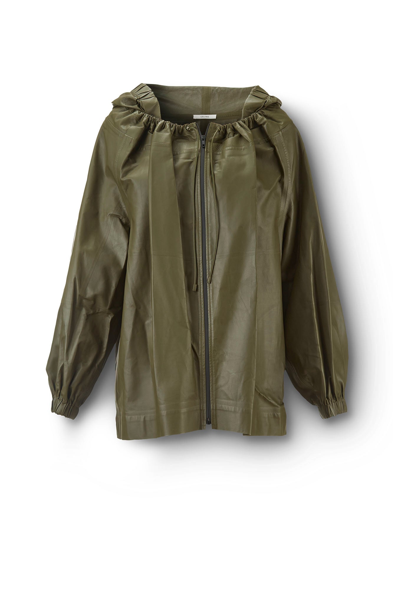 Hooded Leather Cape Jacket Flatlay