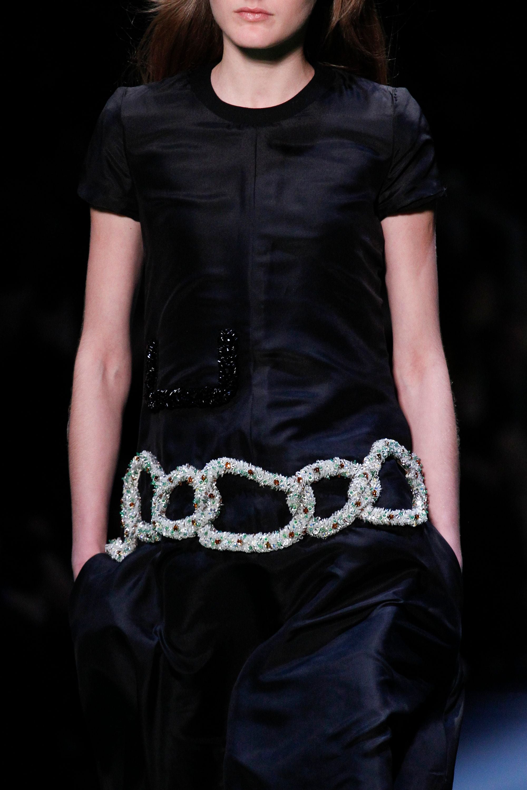 Crystal Chain-Embellished Dress in Black